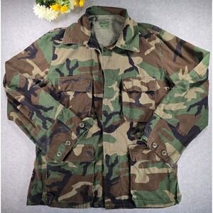 Vintage US BDU Army Jacket Woodland Camouflage Military Coat Shirt Med/Regular